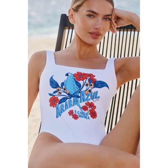 NWT Size L - Farm Rio High-Leg Floral One-Piece Swimsuit (NWT US$ 175) - Picture 2 of 8